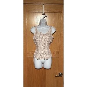 Vintage Y2K Tangents Floral Cottagecore Embroidered Button Up Pleated Tank Top S